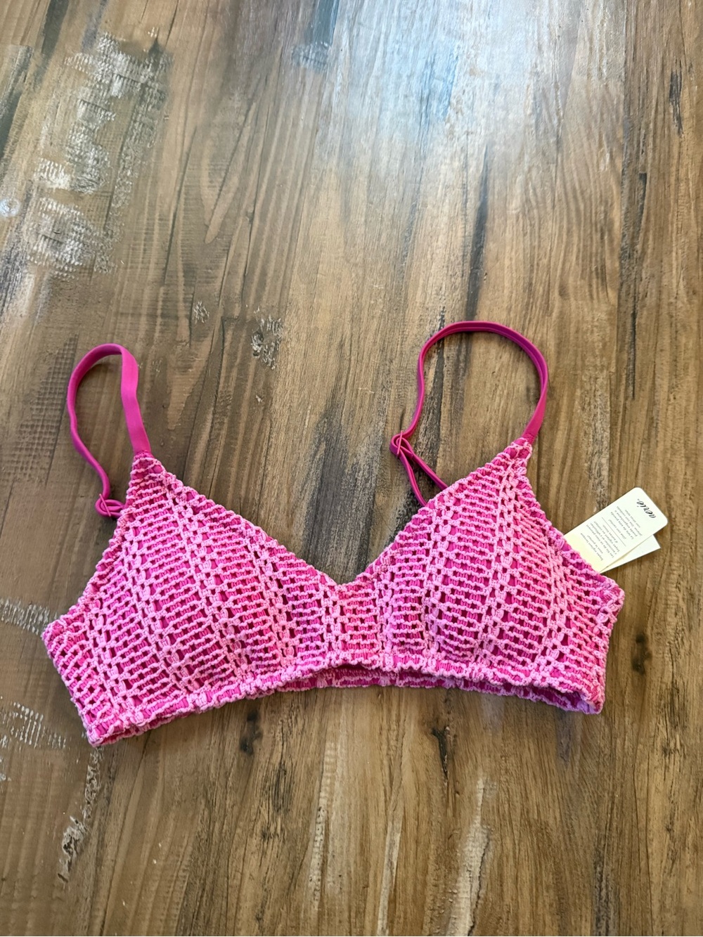 NWT aerie pink crochet padded bikini top